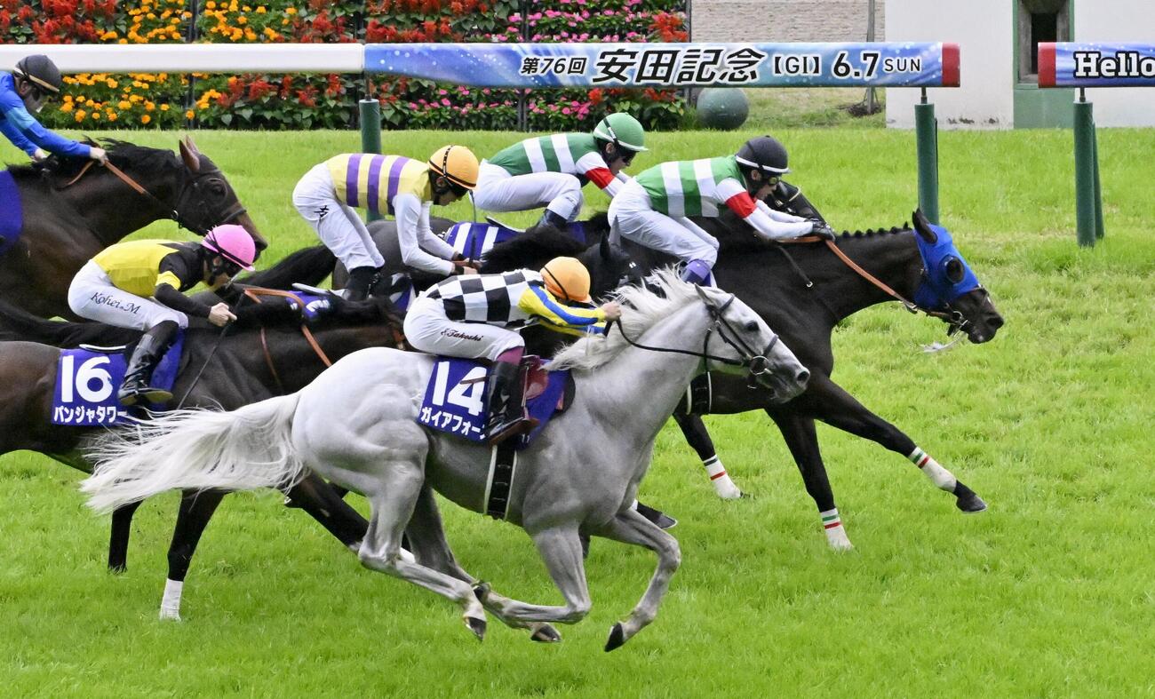 安田記念を制した武豊騎乗のシックスペンス（共同）