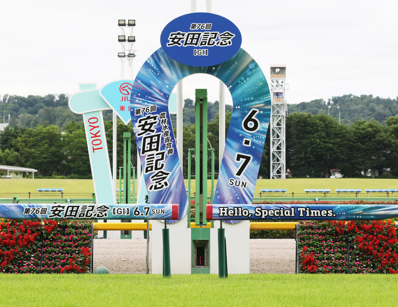 安田記念のゴール板（撮影・丹羽敏通）