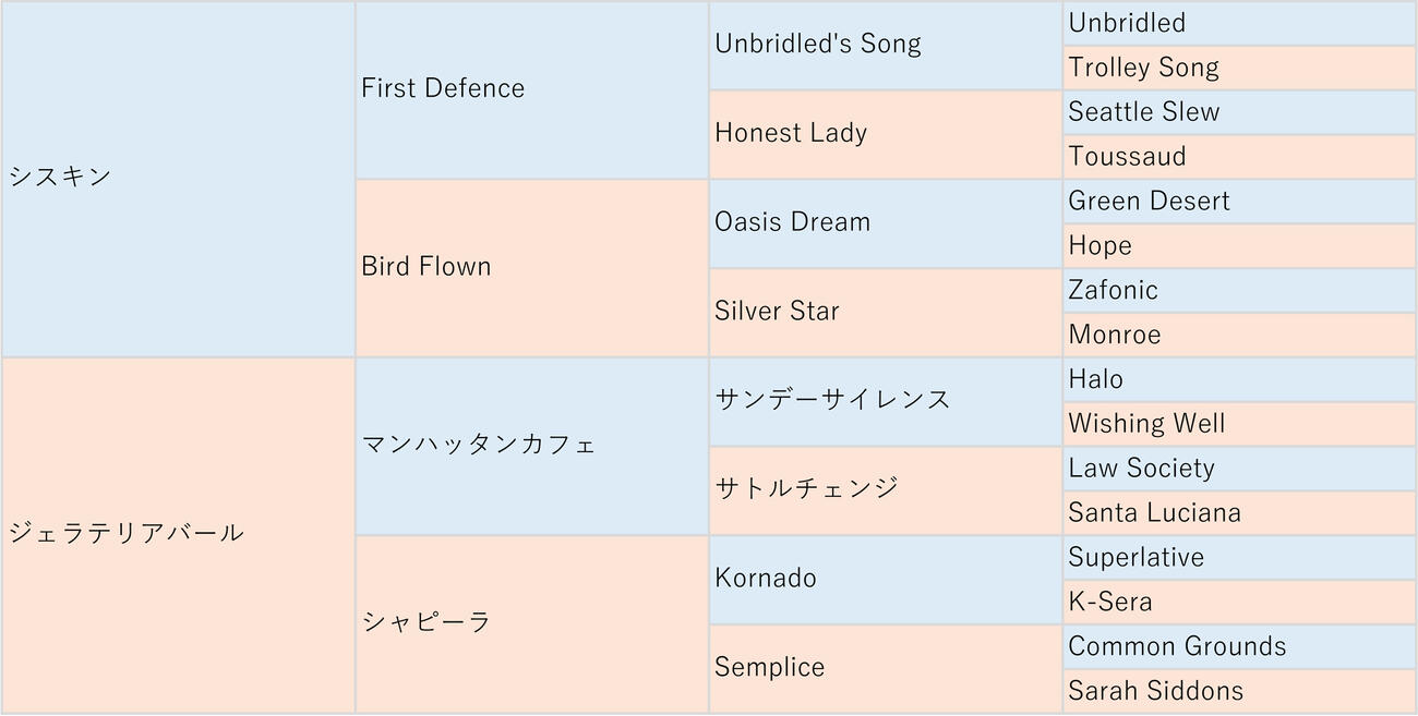 アヴィアトーレの血統表