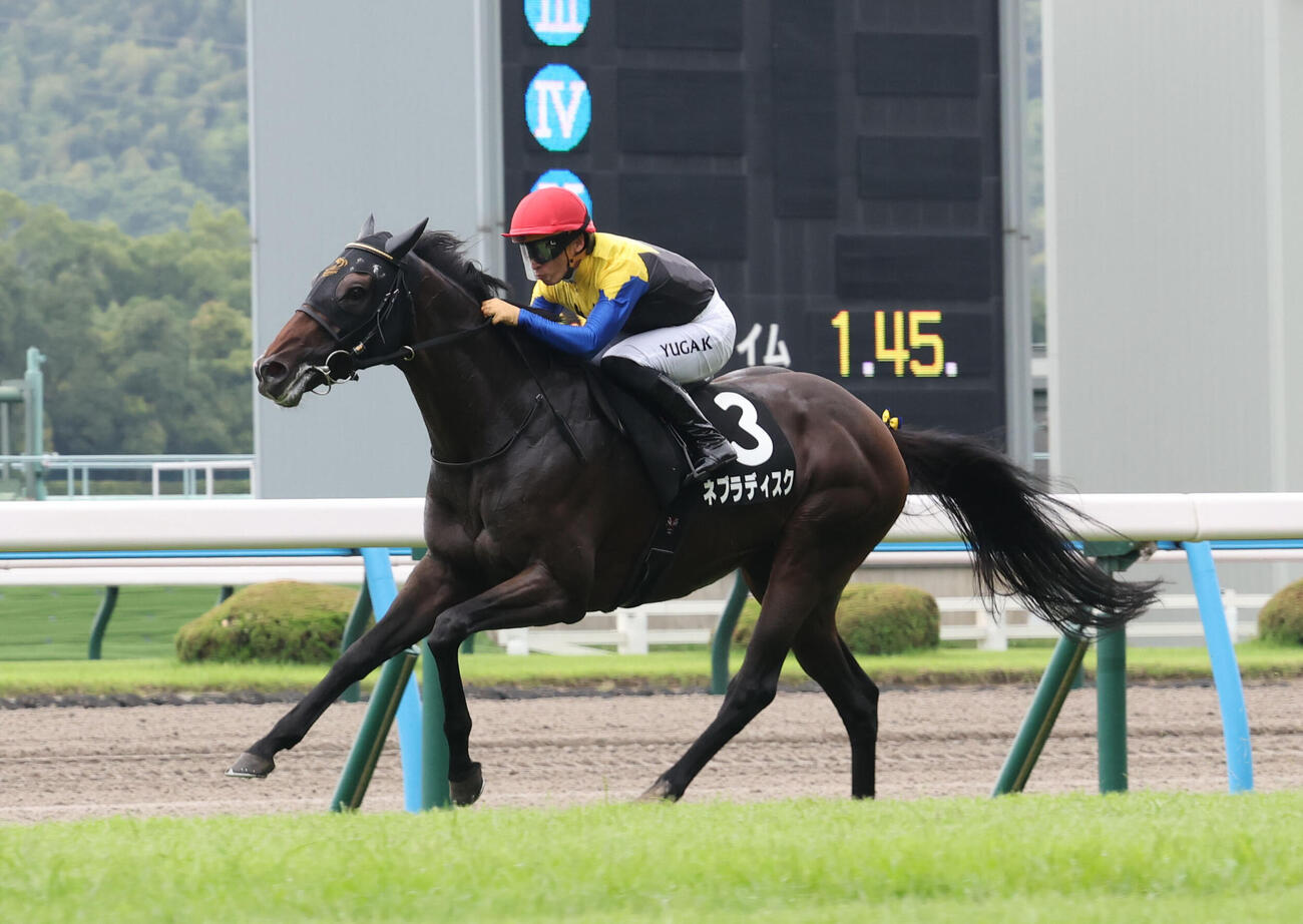 ネブラディスクと川田将雅騎手は直線で早々と抜けだしそのままゴール、博多Sを制す（撮影・梅根麻紀）