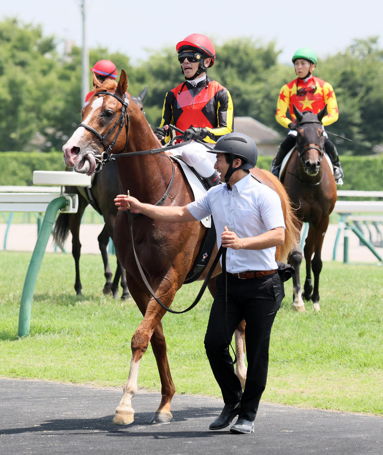 福島3R、3歳未勝利戦でを8着に敗れたグランマエストロと戸崎圭太騎手（撮影・丹羽敏通）