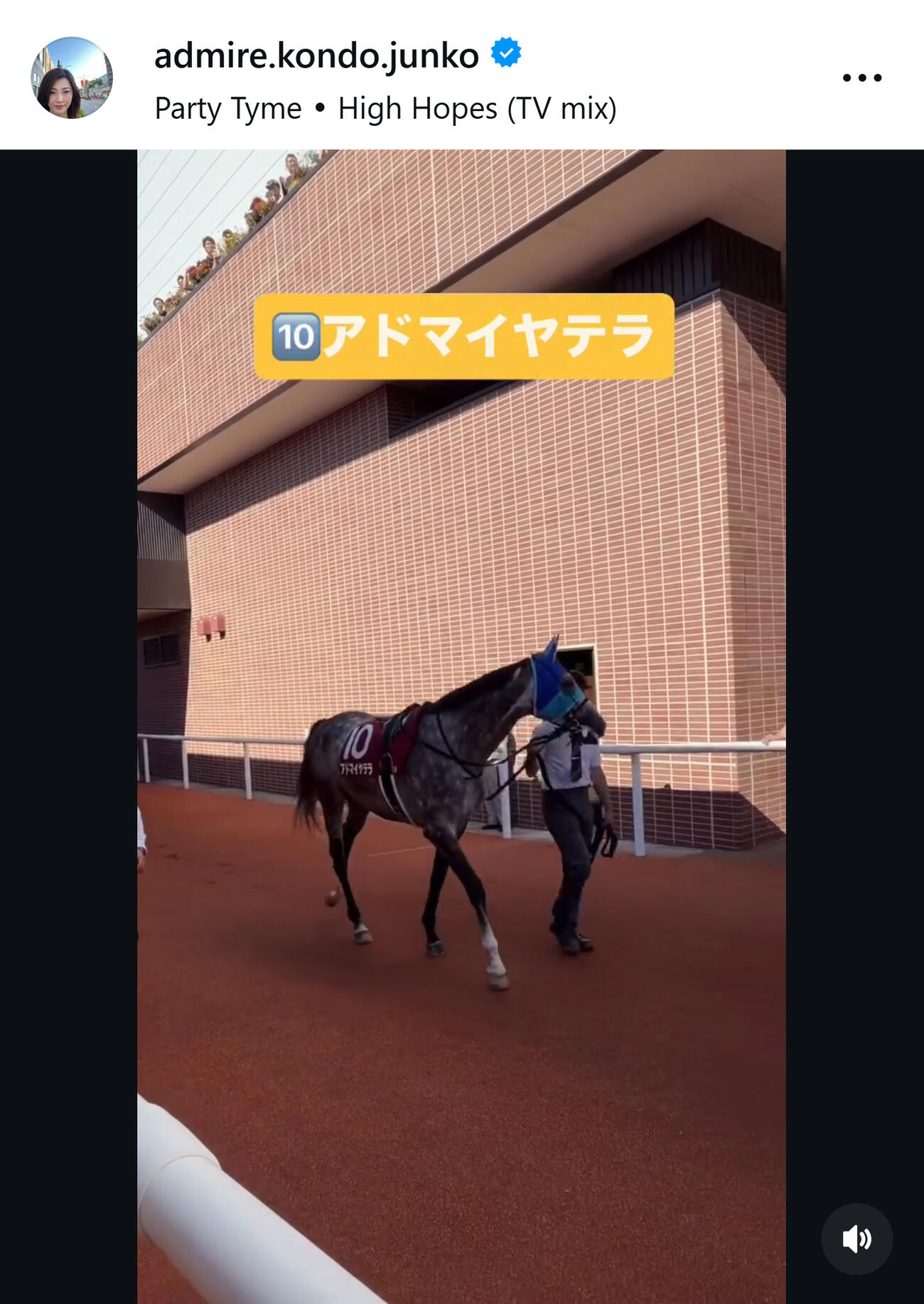 アドマイヤ近藤旬子オーナーのインスタグラムから