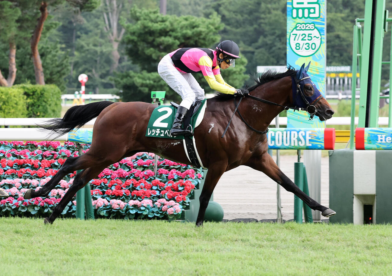 新潟2歳Sを制したレッチュベルクと田辺裕信騎手（撮影・鈴木正人）