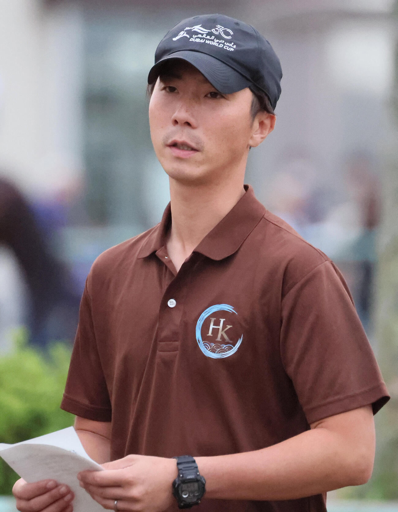 セントライト記念にエリプティクカーブを送り出す古賀大生調教師（2026年9月3日撮影）