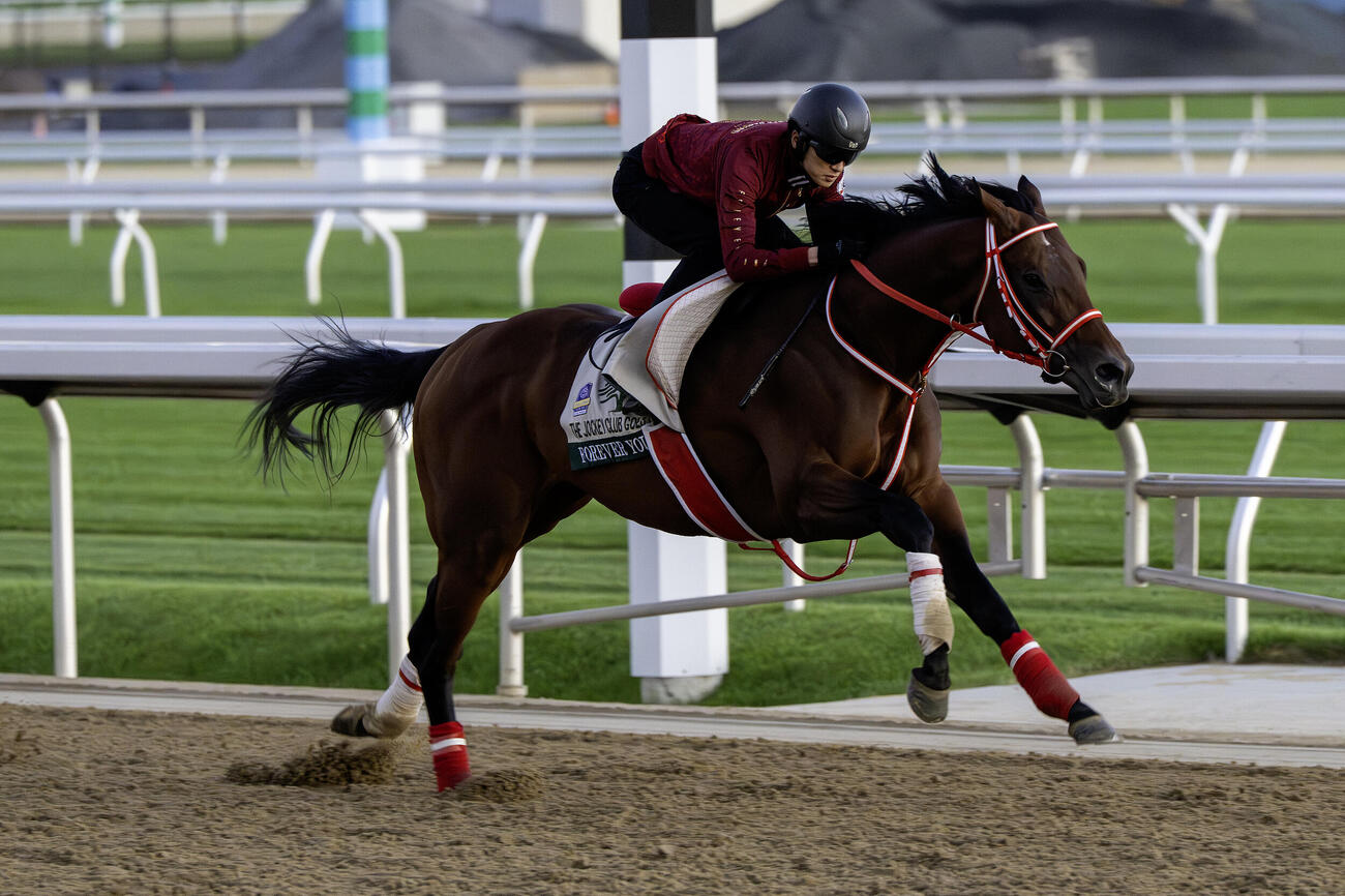 坂井騎手を背に追い切るフォーエバーヤング（C）NYRA