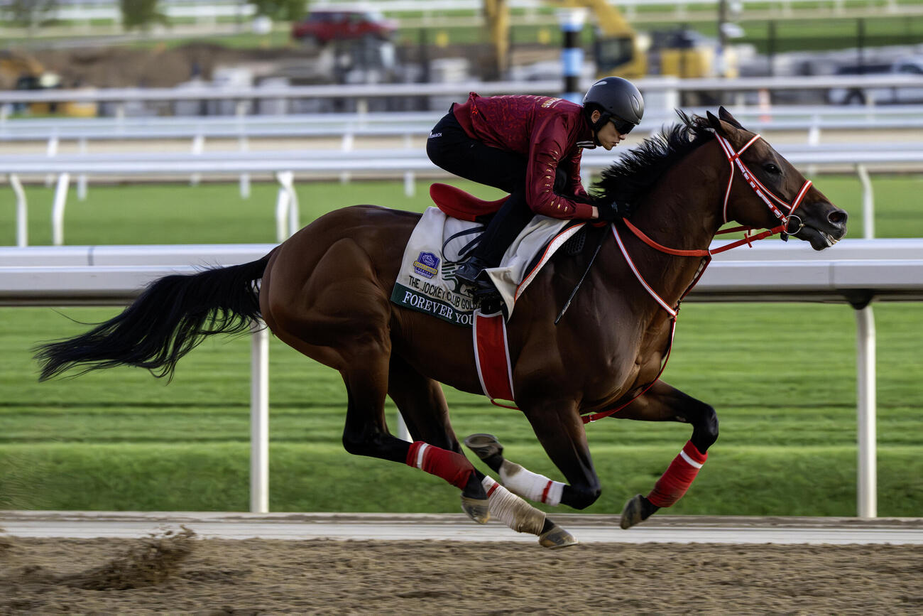 坂井騎手を背に追い切るフォーエバーヤング（C）NYRA
