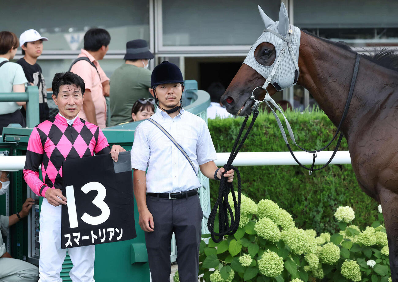 石橋守厩舎のスマートリアンで福島テレビOPを制した柴田善騎手（2023年7月撮影）