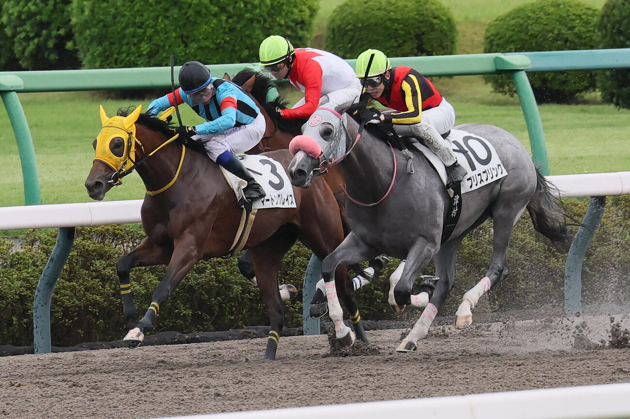 中山4R、2歳新馬戦を制したマートングレイスと岩田康誠騎手（撮影・丹羽敏通）