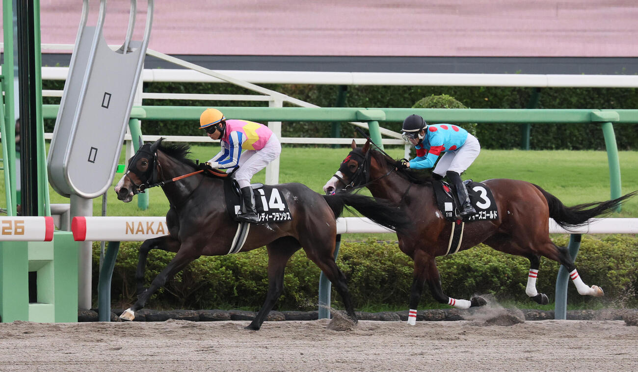 JRAアニバーサリーSに勝利したレディーフランシスと大野拓弥騎手（撮影・丹羽敏通）