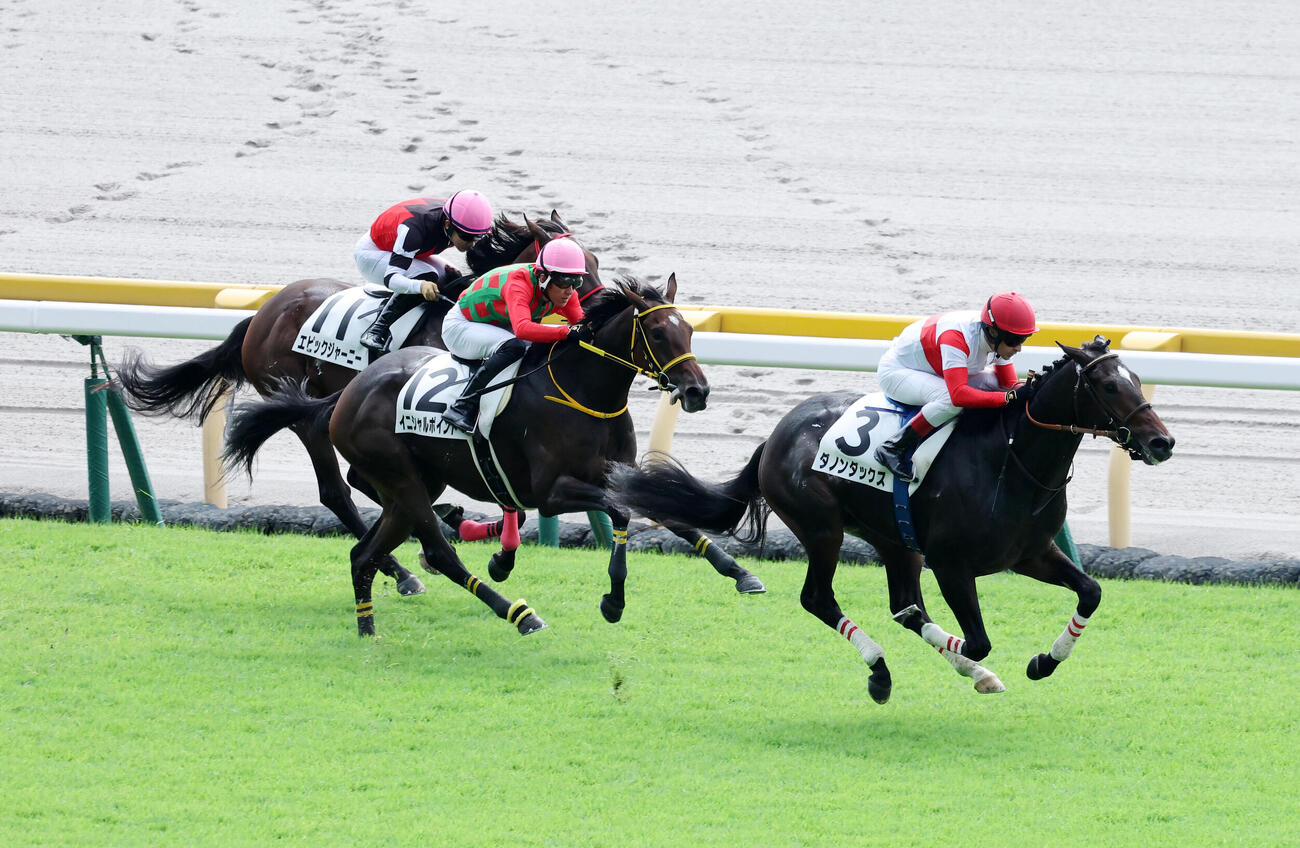 東京1R、2歳未勝利を制したダノンダックス（右）とC・ルメール騎手（撮影・鈴木正人）