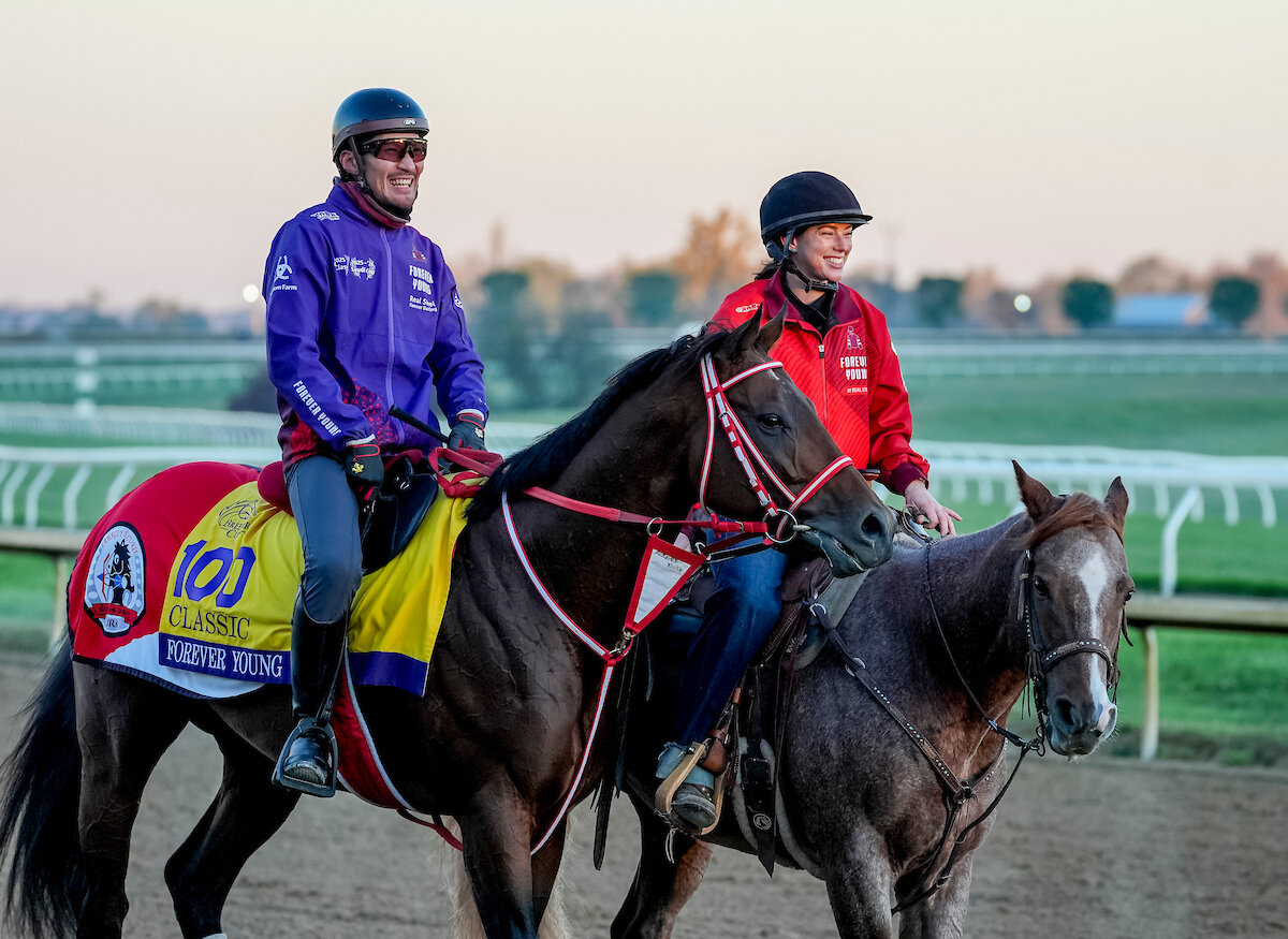 キーンランド競馬場で調整するフォーエバーヤング（C）Scott　Serio／Eclipse　Sportswire