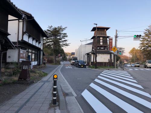 左へ行くと追分宿。右が国道１８号
