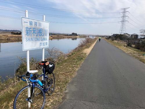 午前10時45分、新利根川沿いの道