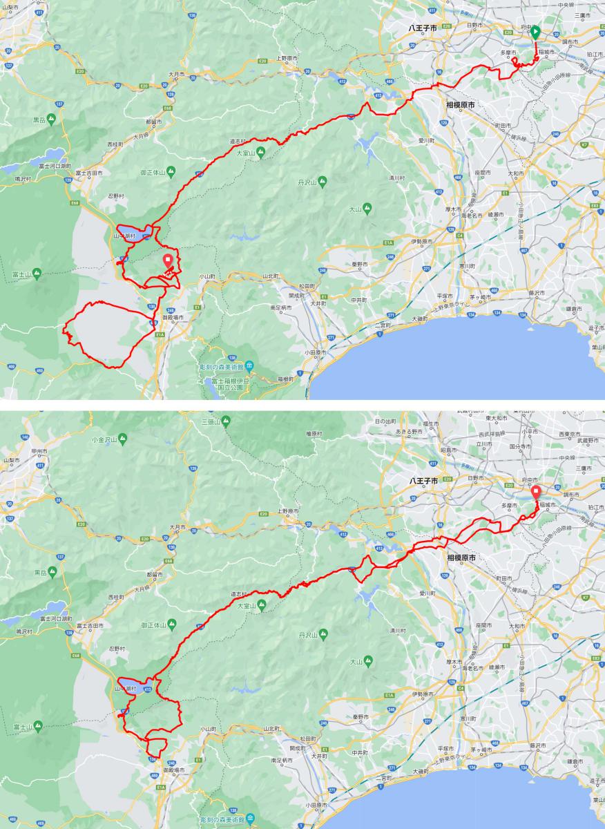 上が五輪ロードレース男子のコース。下が今回走ったコース