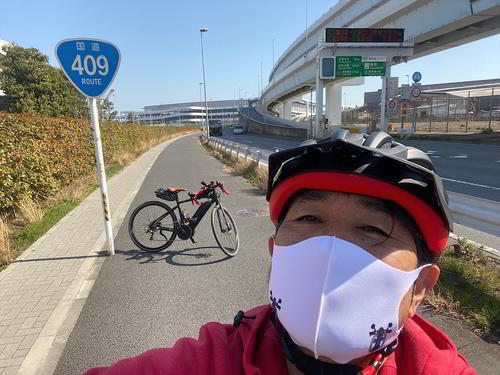 歩道に国道409号の標識がニョキリ