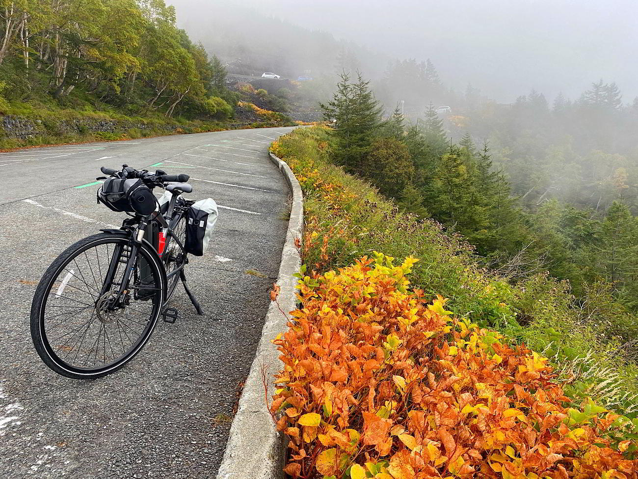 富士山五合目ではすでに紅葉が始まっていた