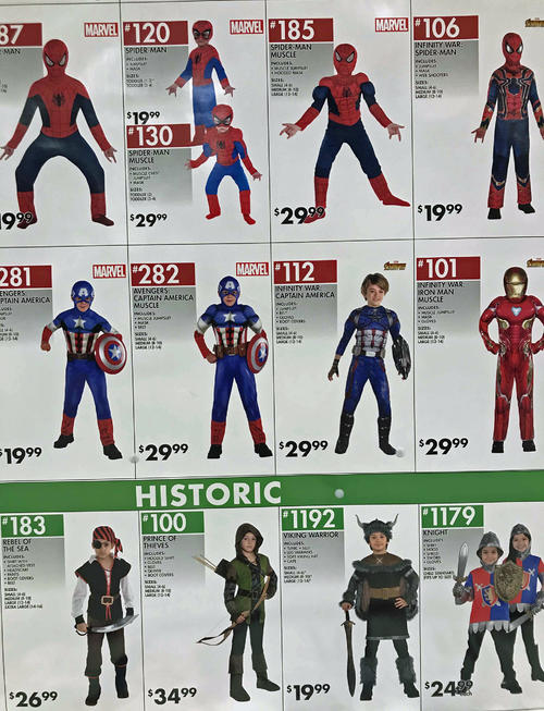 子供たちには海賊などクラシックだけでなく、スパイダーマンやキャプテンアメリカ、アイアンマンなどアメコミキャラクターが人気
