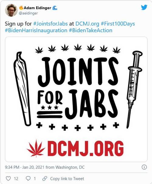 なんと、ワシントンDCではワクチン接種すると大麻がもらえる?!　（マリファナ活動グループDCMJのSNSより）
