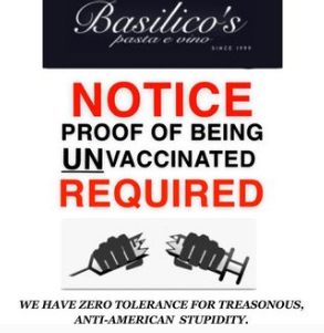 インスタグラムに掲載されたワクチン未接種証明を求めるメッセージ