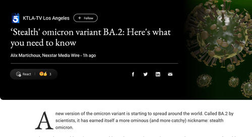 ステルス・オミクロンが発見されたLAでステルス・オミクロンに関する情報を伝える地元メディア