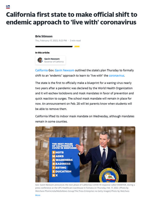 ウイルスとの共存を目指すニューサム知事が掲げる新たな対策SMARTERを伝えるFOXニュースの記事