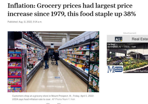 1979年以来の食料品高騰を伝えるオンランメディアの記事