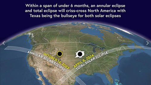 10月14日に金環日食、来年4月8日には皆既日食を観測することができます。（グレート・ウェスタン・リング・ファイヤー・エクリプスの情報ページより）