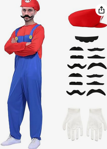 マリオに手軽に仮装できるコスチュームが販売されています（写真はアマゾンより）