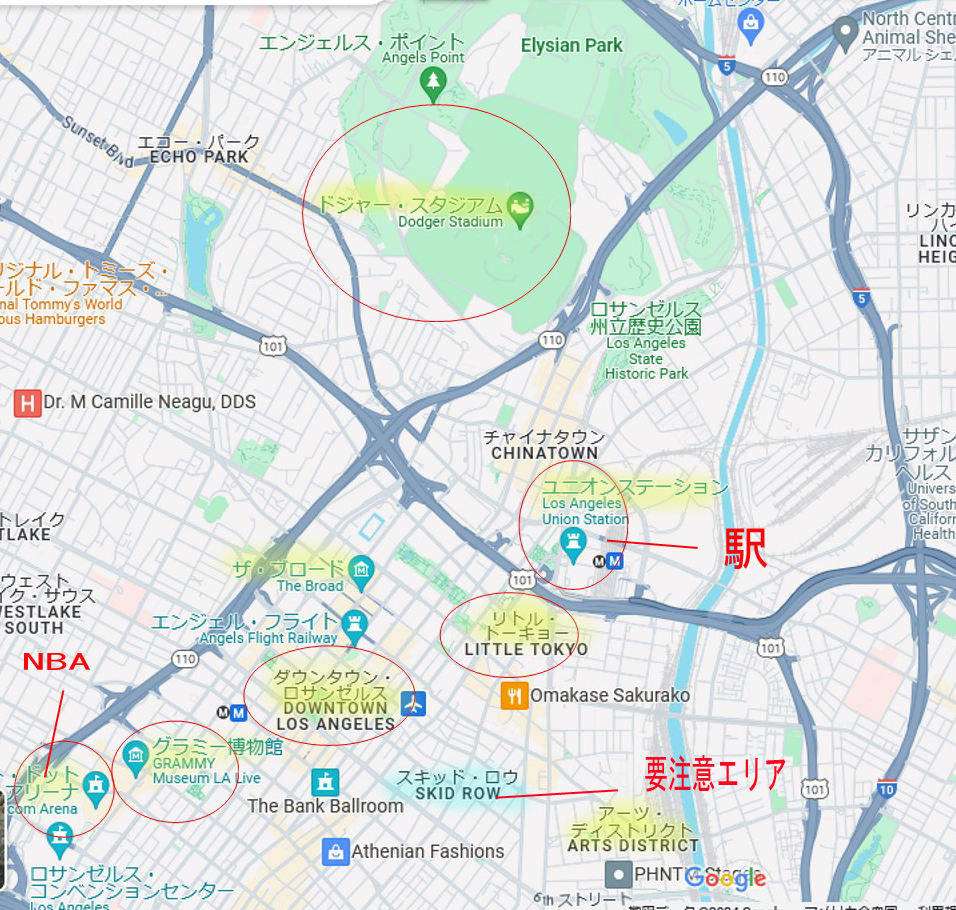 ダウンタウンエリアの地図