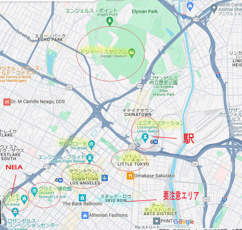 ダウンタウンエリアの地図