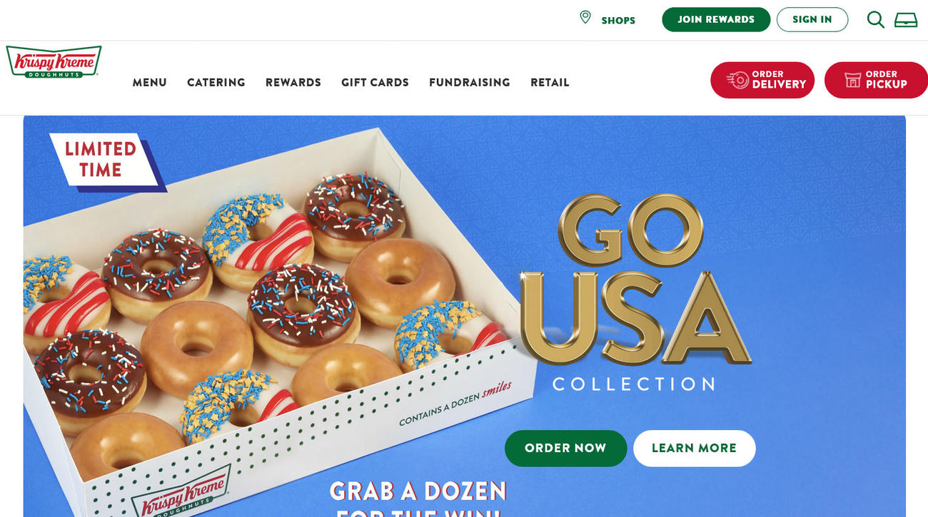 クリスピー・クリーム・ドーナツはチームUSA応援ドーナツを販売（写真はクリスピ―・クリーム・ドーナツの公式サイトより）
