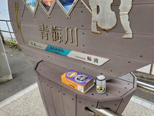 〈2〉駅弁とお酒を取り出して準備万端である