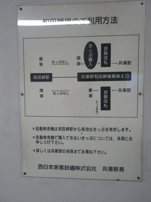 〈7〉和田岬線の乗車方法が掲示されている