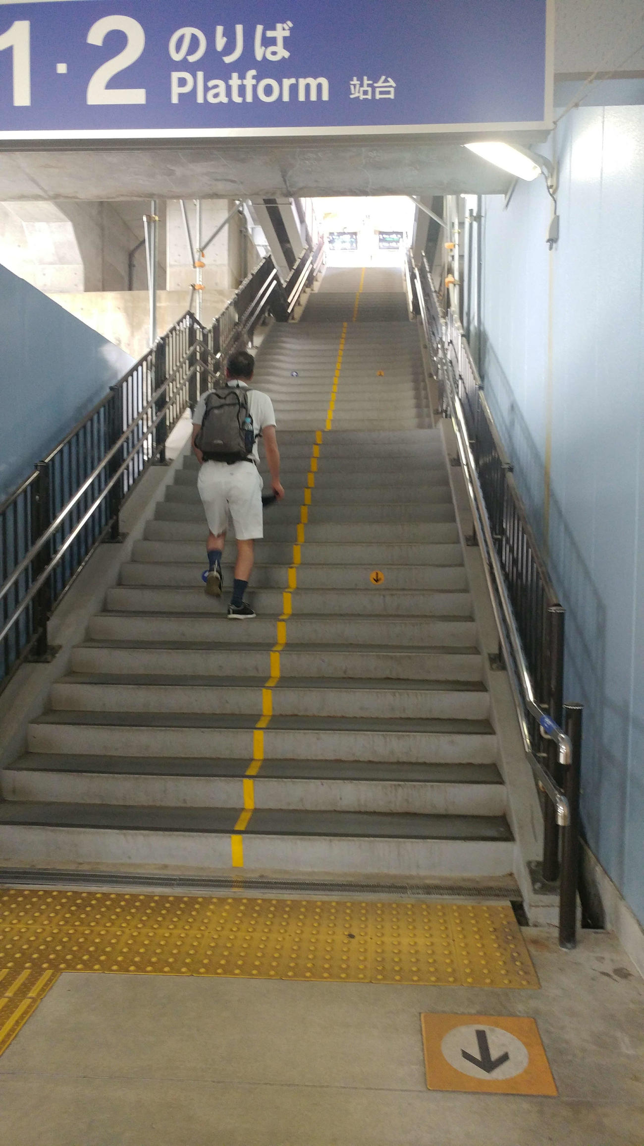 〈5〉ホームまで長い階段だったがエレベーターは設置されていた