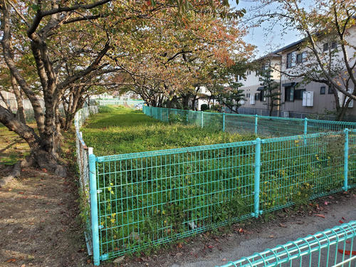 〈5〉公園内を横切るどう見ても廃線跡。分岐線があったようだ