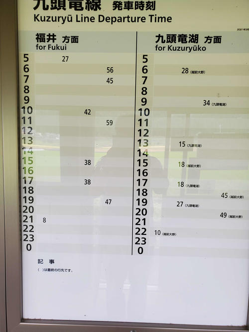 〈7〉市波駅の時刻表（当時）