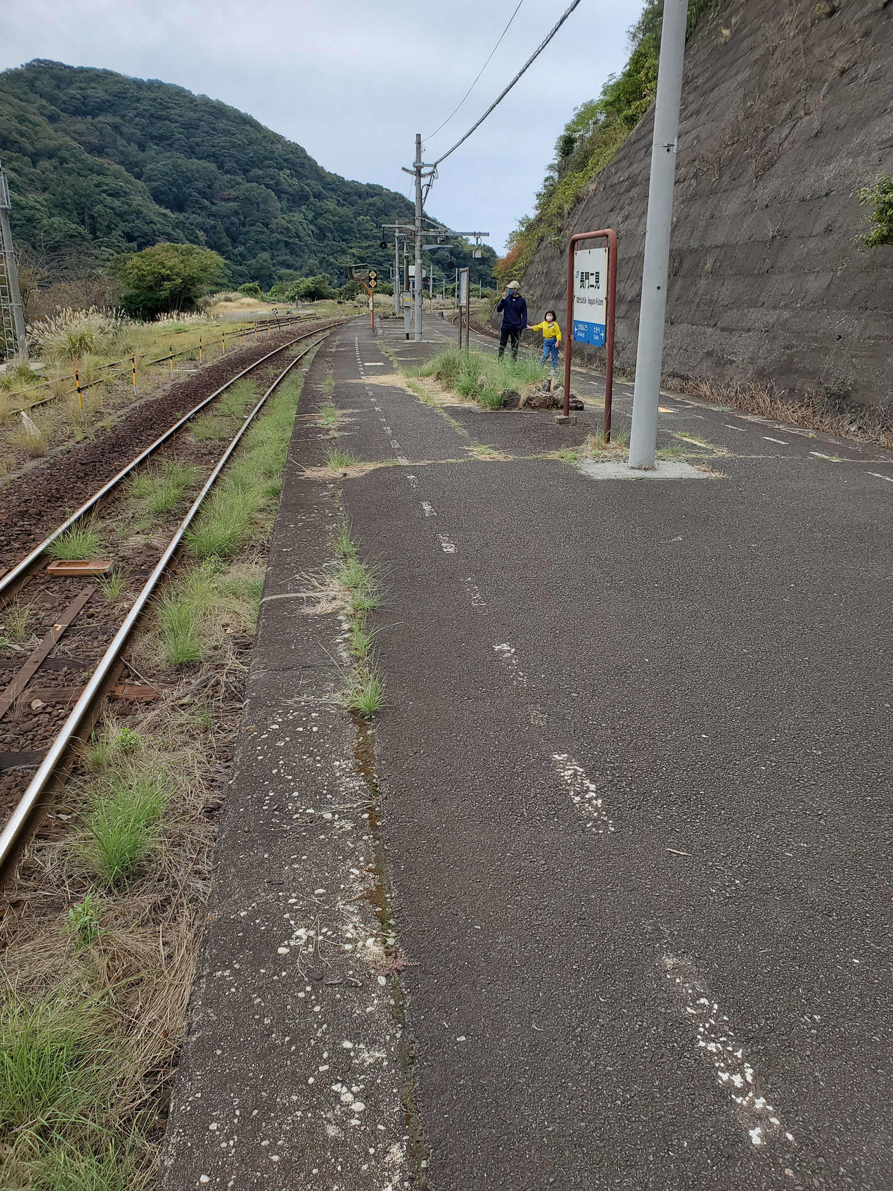 〈21〉がけの中腹に設置されたような形となっている1面2線のホーム