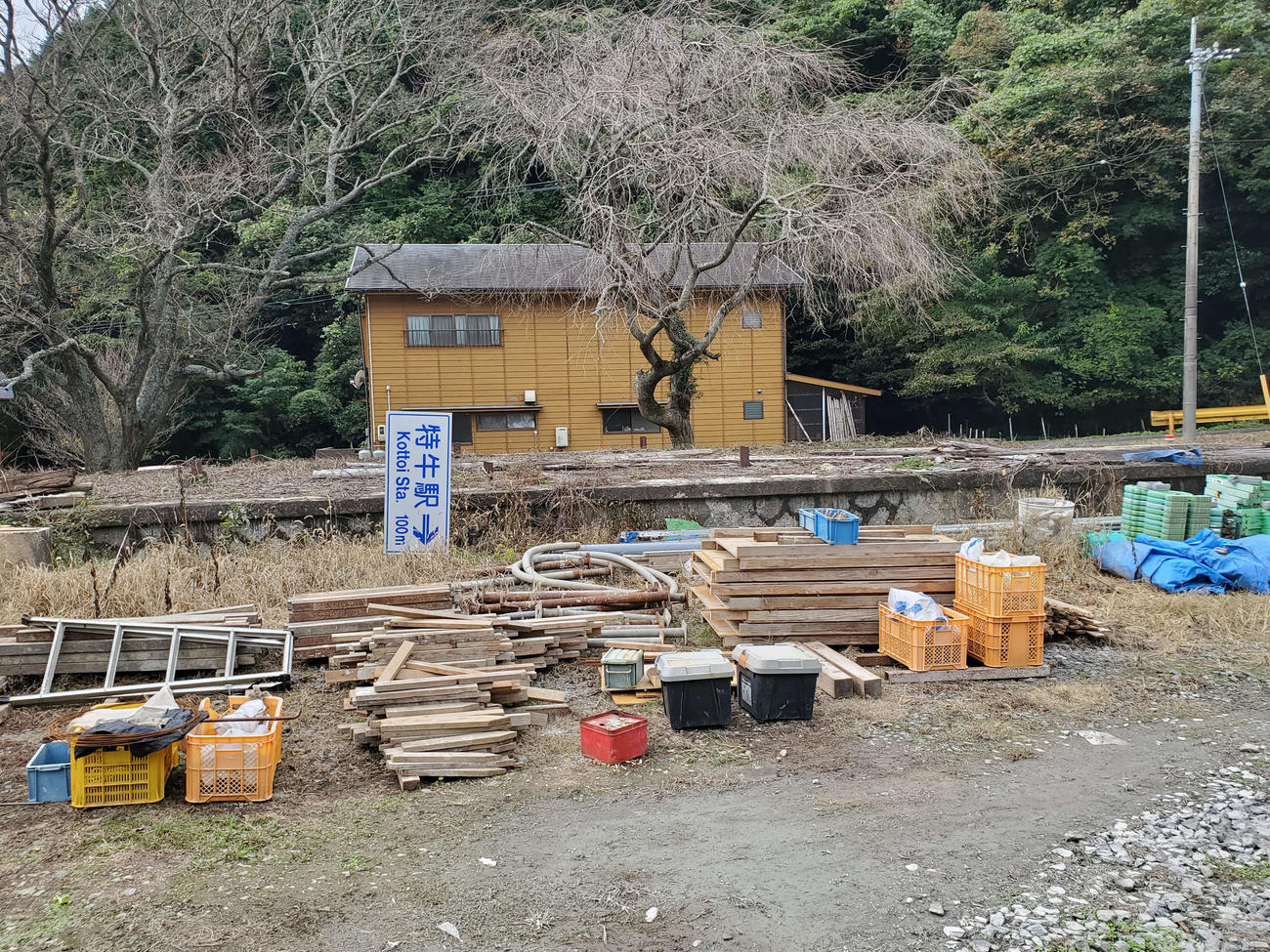 〈5〉留置線の跡は、ややちらかっていた
