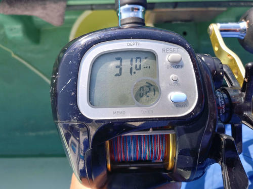 リールに付いている水深計で指示されたタナまでコマセカゴを沈める
