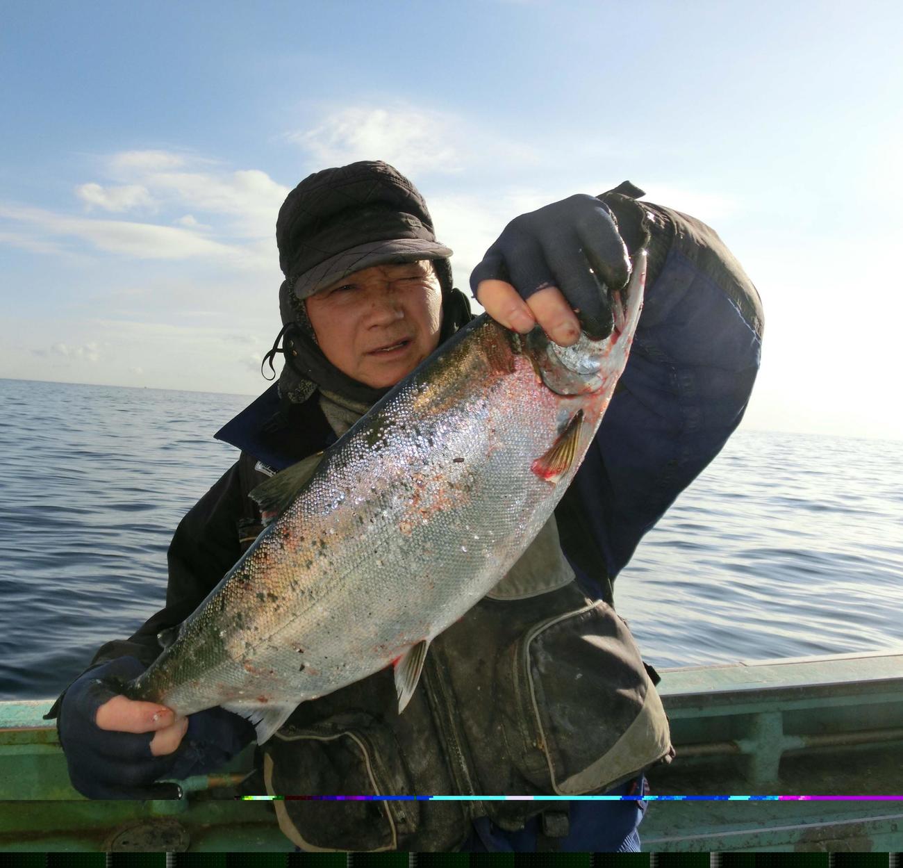 良型サクラマスを釣った室蘭市の高橋さん