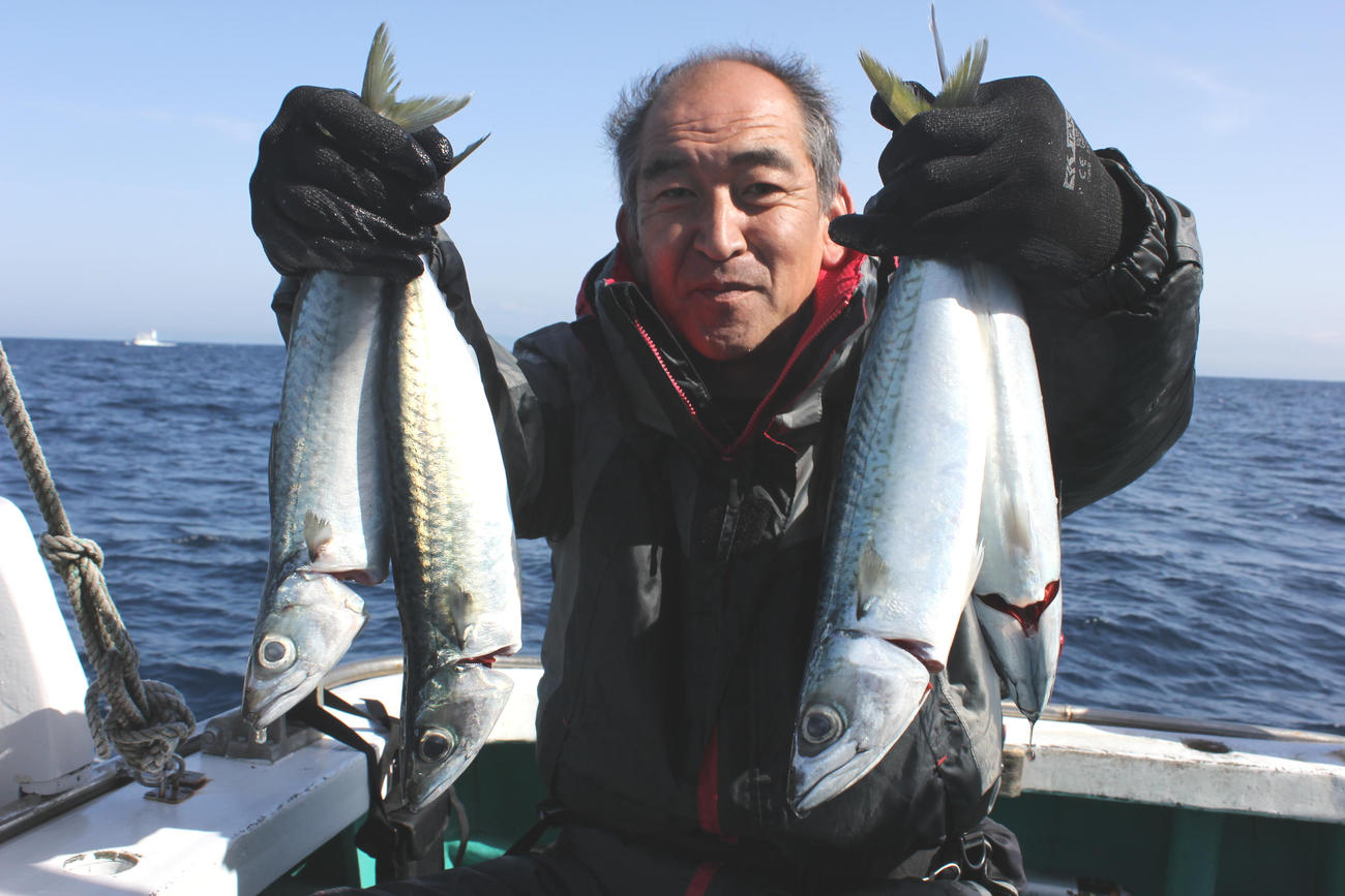 六車さんが釣り上げた35～41センチの寒サバ