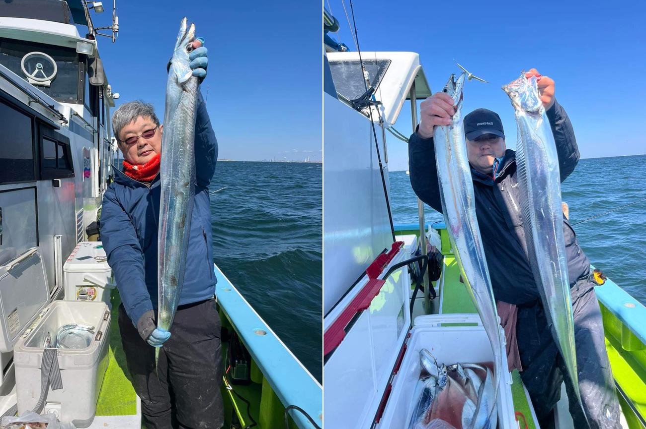 新安浦「長谷川丸」であがった124（写真左）＆123センチのドラゴン