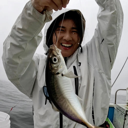 エサでアジを釣り上げる出光仁美