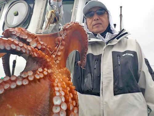富津「みや川丸」のテンヤで乗ってきたのは4・1キロの大ダコ