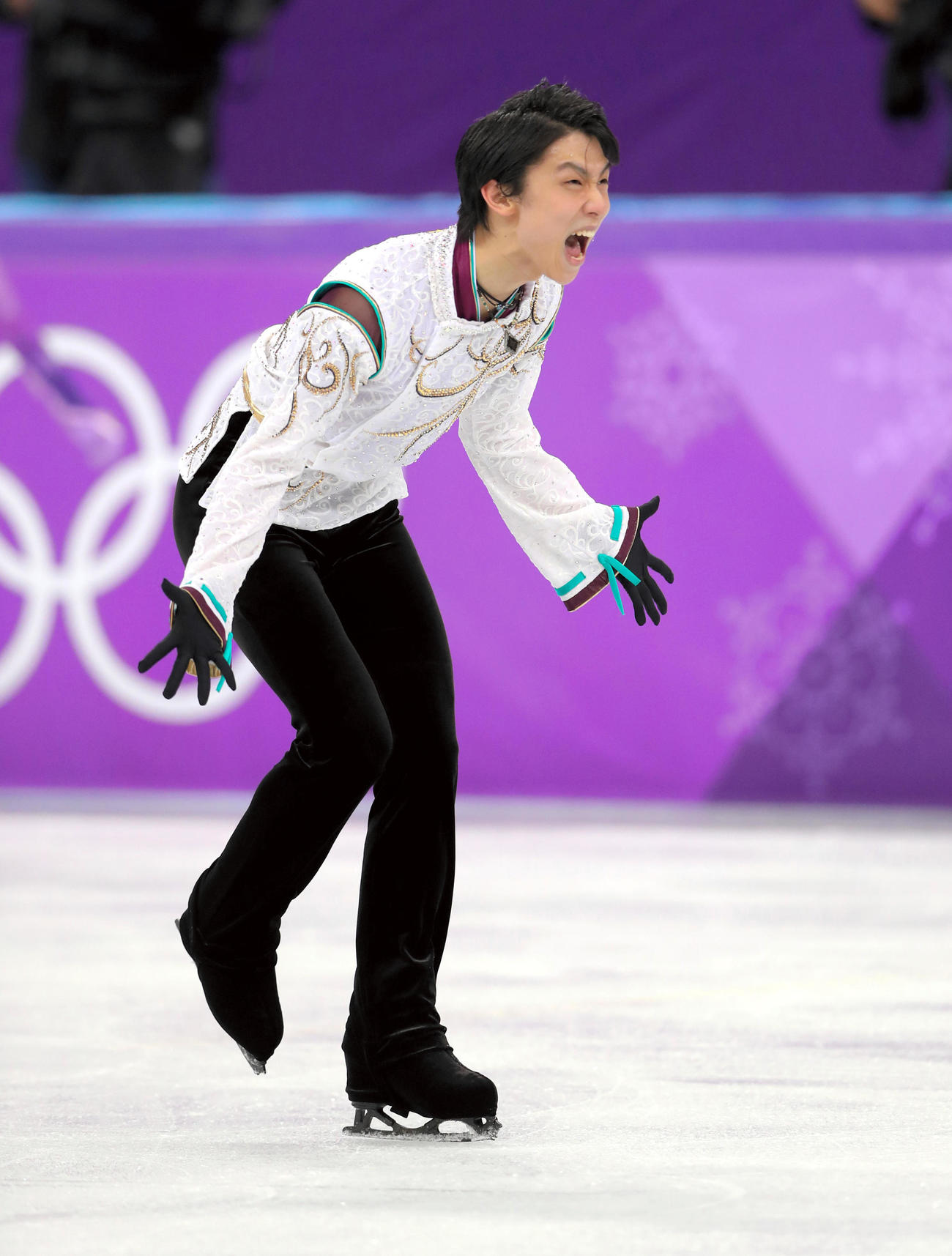 平昌五輪　男子フリーの演技を終えて叫ぶ羽生結弦＝2018年2月17日