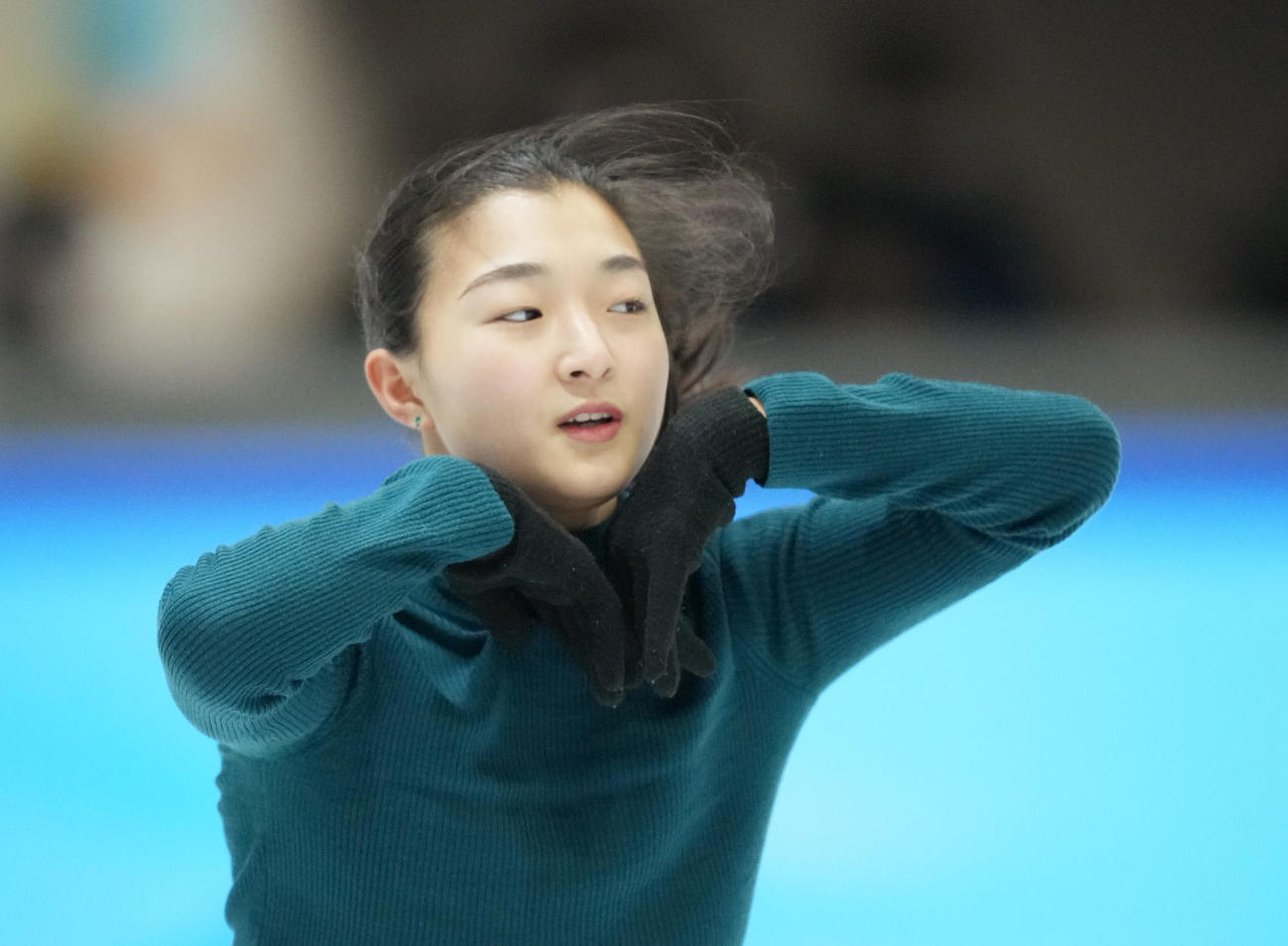 北京五輪会場の首都体育館サブリンクで練習する坂本（撮影・菅敏）