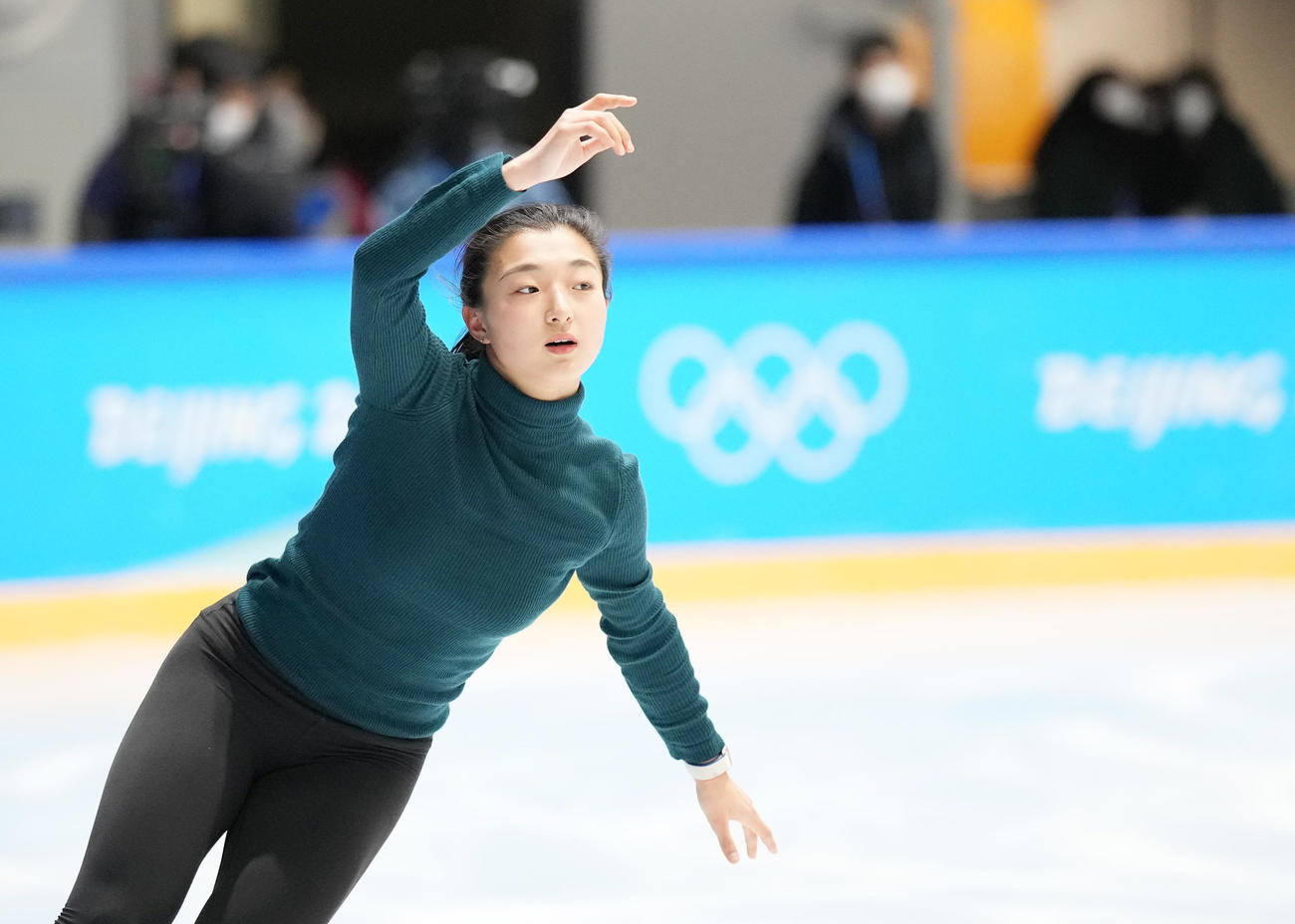 北京五輪会場の首都体育館サブリンクで練習する坂本（撮影・菅敏）
