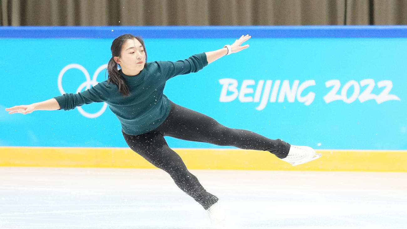 北京五輪会場の首都体育館サブリンクで練習する坂本（撮影・菅敏）