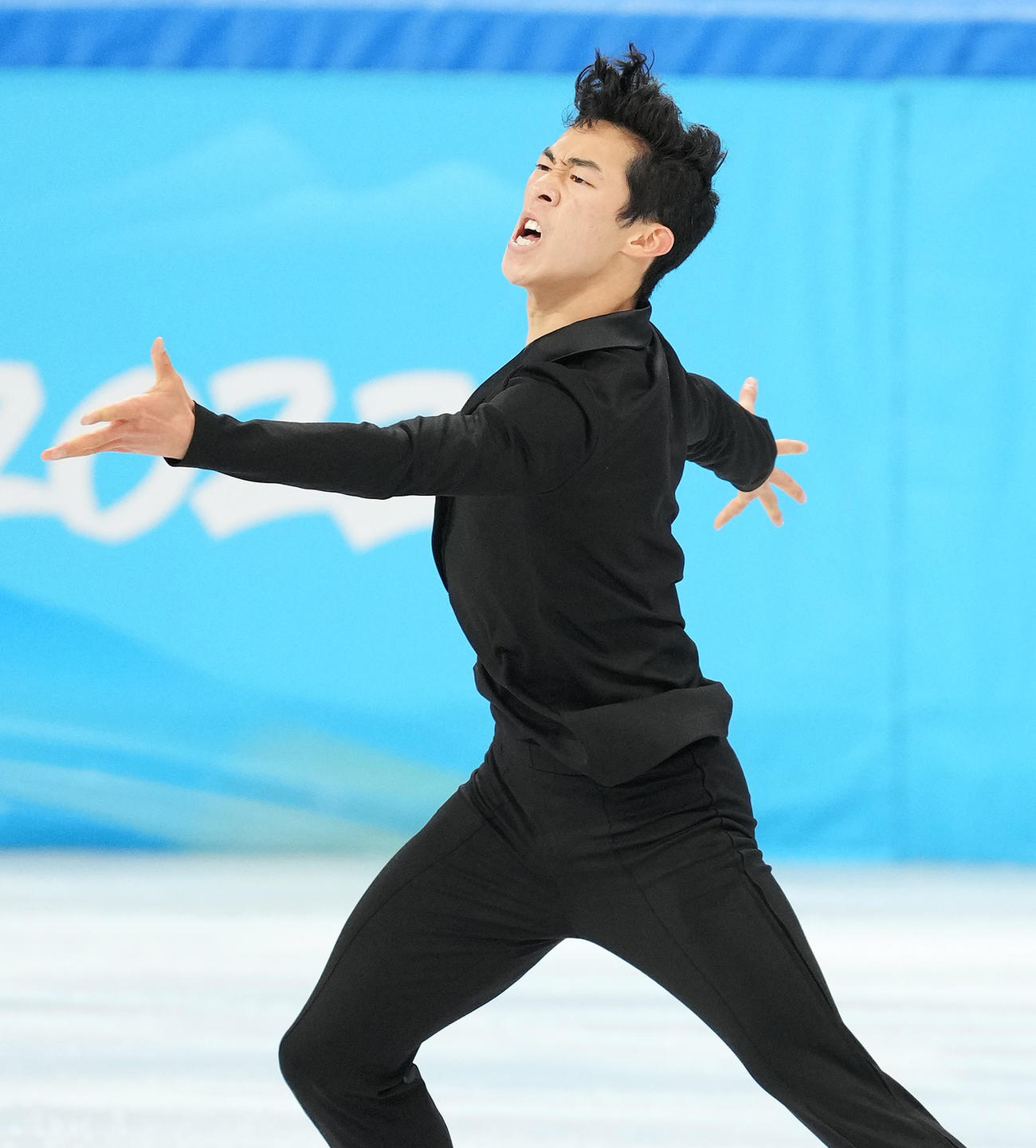 フィギュアスケート、男子SPで演技するチェン（撮影・菅敏）