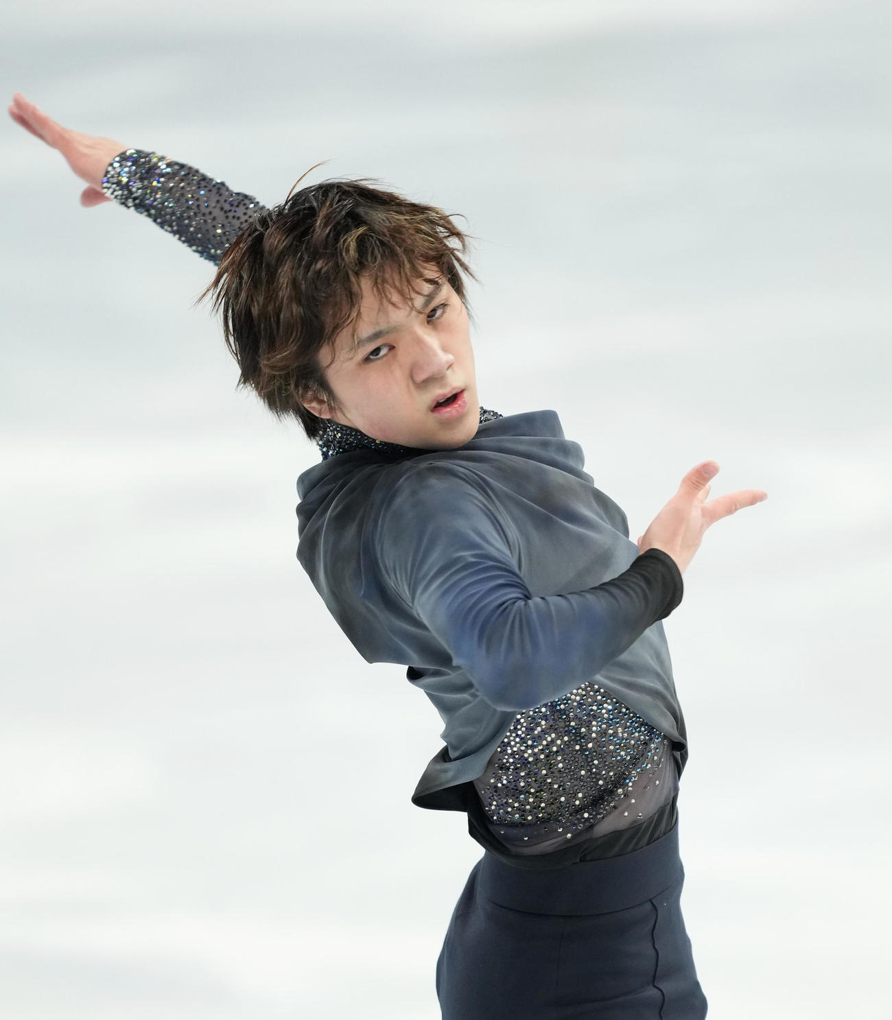 フィギュアスケート、男子SPで演技する宇野（撮影・菅敏）